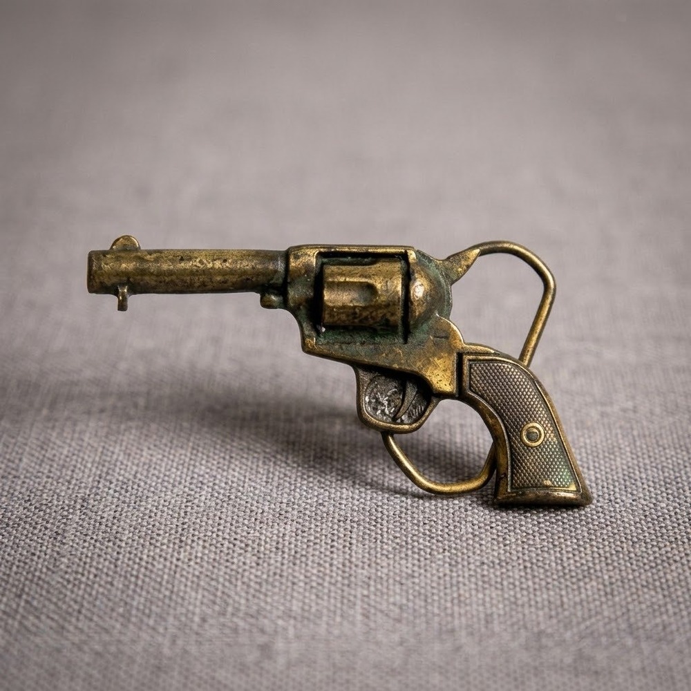 Vintage 1979 MM Limited Chicago Brass Revolver Belt Buckle Western Handgun